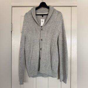 Men's Banana Republic Shawl Collar Button-Up Sweater Cardigan - Light Gray
